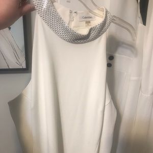 Ivory high neck formal dress